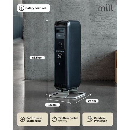 Mill , Heater , AB-H1000DN , Oil Filled Radiator , 1000 W , Number of power levels 3 , Suitable for rooms up to 12-16 m² , Black