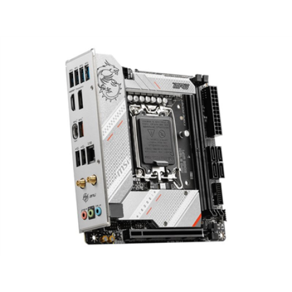 MSI , MPG B760I EDGE WIFI , Processor family Intel , Processor socket LGA1700 , DDR5 DIMM , Memory slots 2 , Supported hard disk drive interfaces SATA, M.2 , Number of SATA connectors 4 , Chipset Intel B760 , Mini-ITX