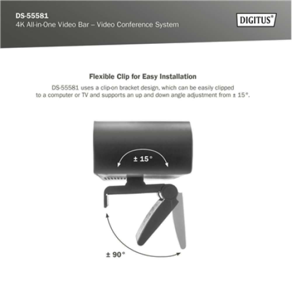 Digitus , 4K All-in-One Video Bar - Video Conference System , DS-55581