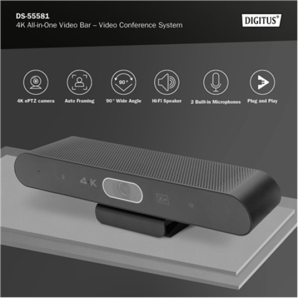 Digitus , 4K All-in-One Video Bar - Video Conference System , DS-55581