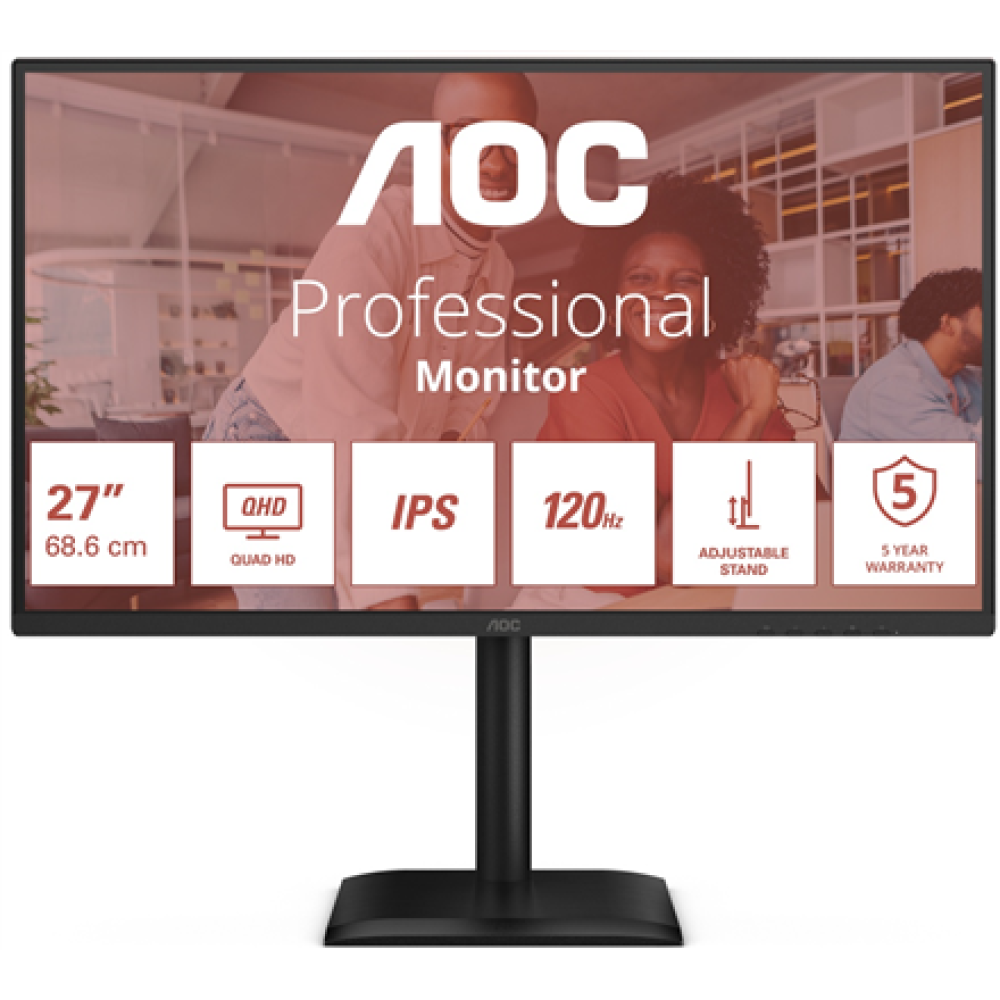 AOC Q27E4U , 27 , IPS , QHD , 16:9 , 120 Hz , 4 ms , 2560 x 1440 pixels , 350 cd/m² , HDMI ports quantity 1