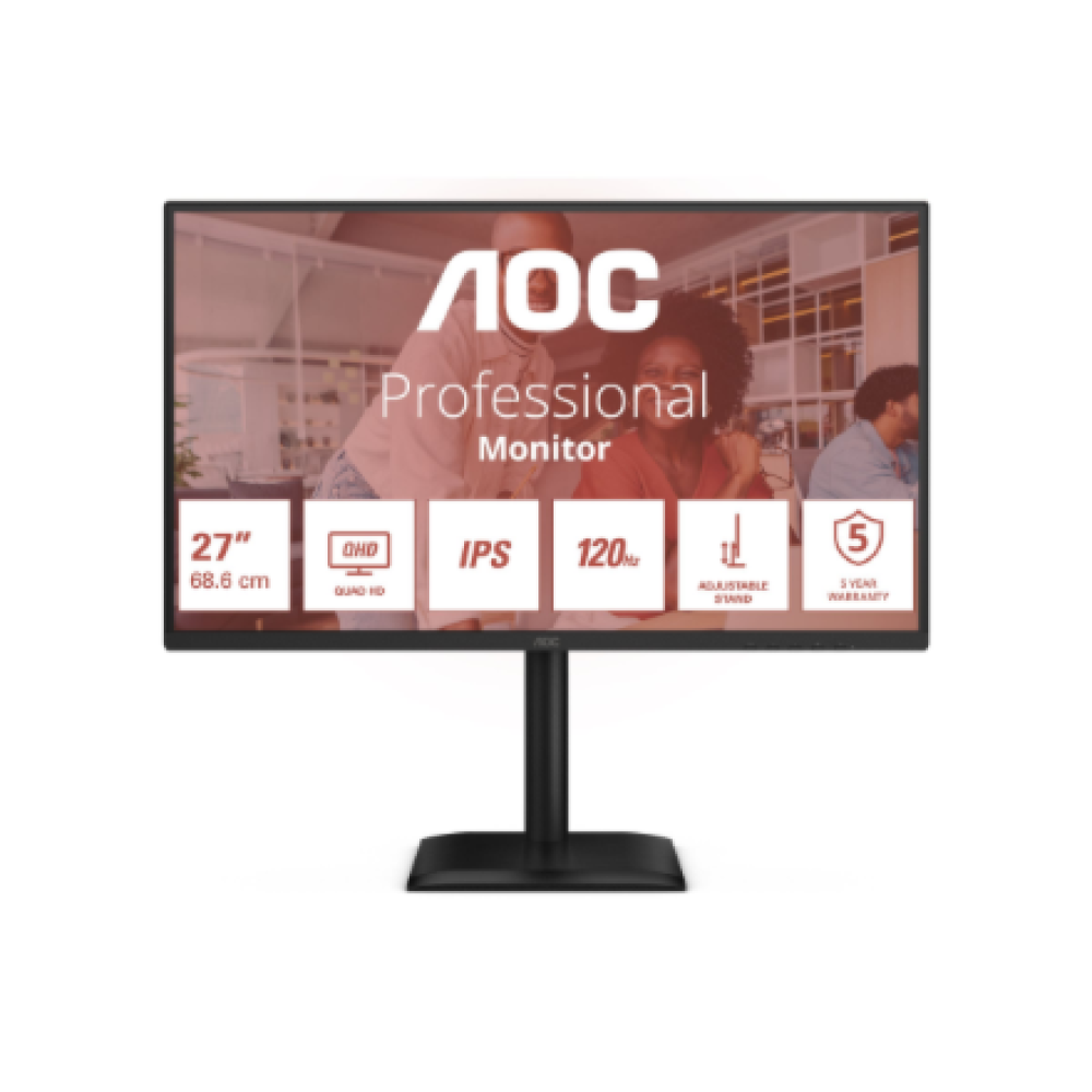 AOC Q27E4U , 27 , IPS , QHD , 16:9 , 120 Hz , 4 ms , 2560 x 1440 pixels , 350 cd/m² , HDMI ports quantity 1