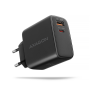 AXAGON GaN wallcharger 2x port (USB-A + USB-C), PD3.0/PPS/QC4+/SFC2.0/AFC/SCP/FCP/Apple, 45W , ACU-PQ45