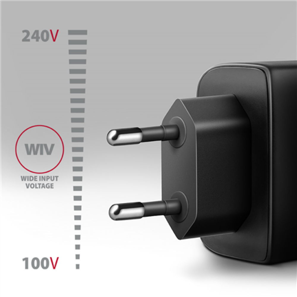 AXAGON GaN wallcharger 2x port (USB-A + USB-C), PD3.0/PPS/QC4+/SFC2.0/AFC/SCP/FCP/Apple, 45W , ACU-PQ45