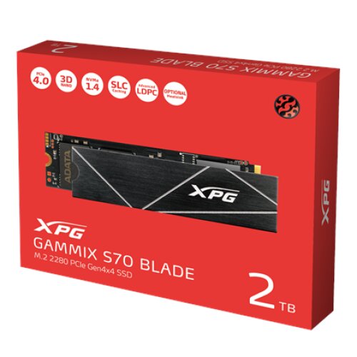 ADATA , XPG Gammix S70 BLADE , 2000 GB , SSD form factor M.2 2280 , Solid-state drive interface PCIe Gen4x4 , Read speed 7400 MB/s , Write speed 6400 MB/s