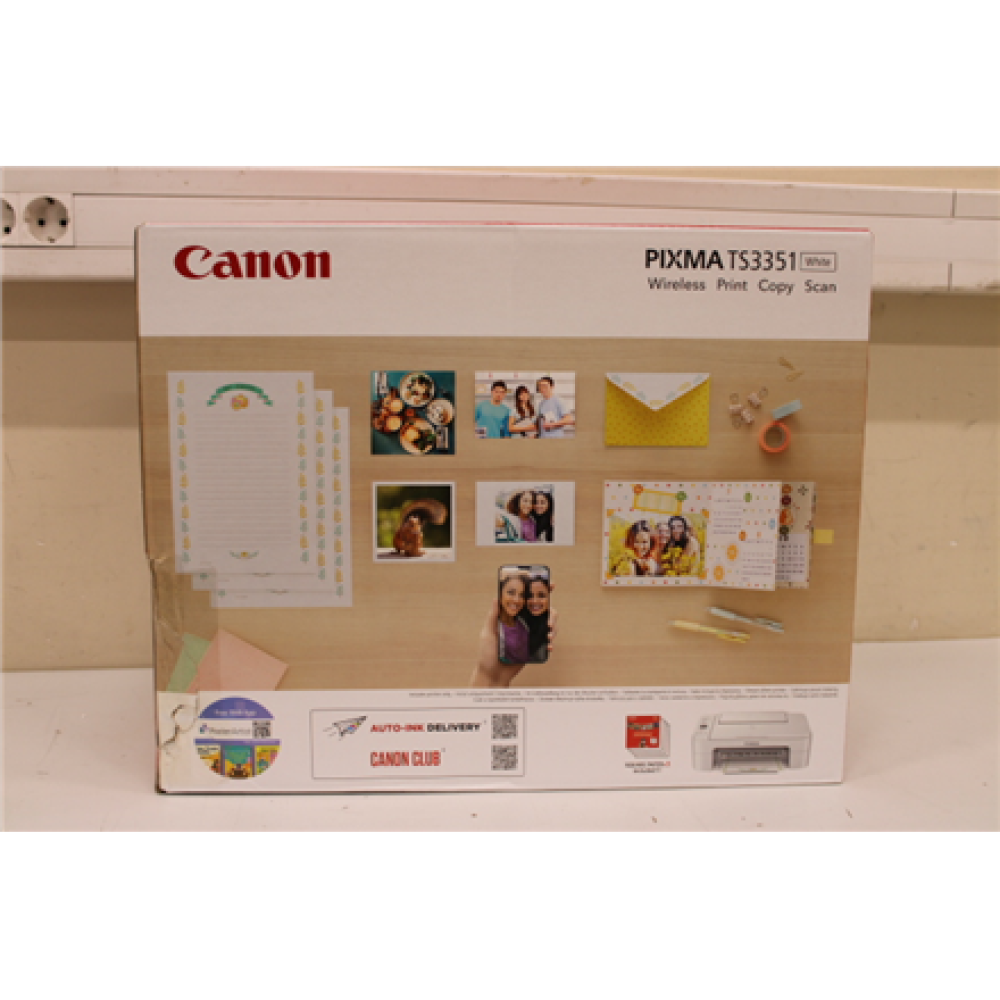 SALE OUT. Canon PIXMA TS3351 EUR WHITE , Canon PIXMA TS3351 EUR , 3771C026 , Inkjet , Colour , Multifunction Printer , A4 , Wi-Fi , White , DAMAGED PACKAGING