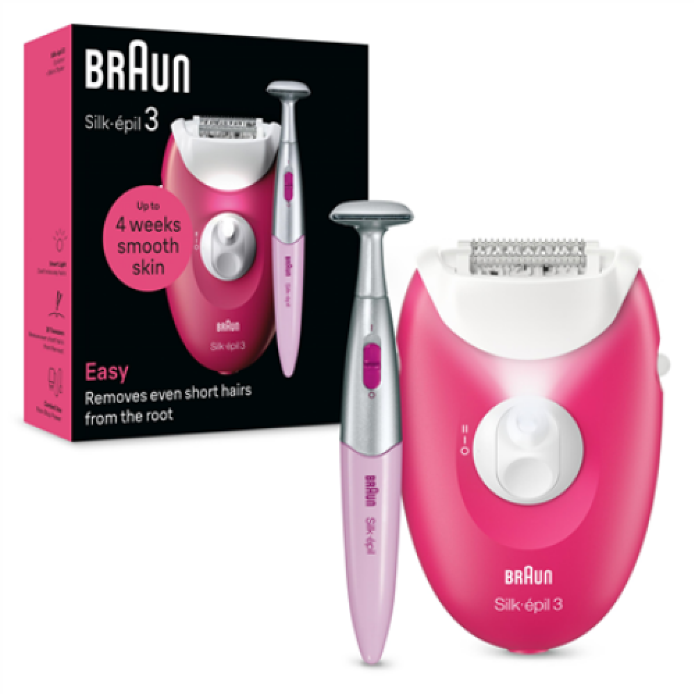 Braun Epilator , SE3-202 Silk épil 3 , Number of power levels 2 , White/Pink
