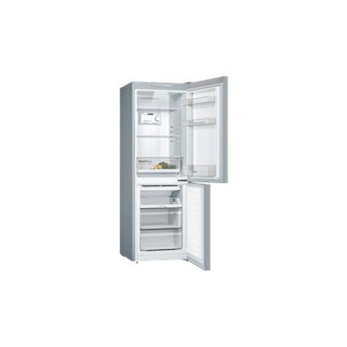 Bosch , KGN33NLEB , Serie 2 Refrigerator , Energy efficiency class E , Free standing , Combi , Height 176 cm , No Frost system , Fridge net capacity 193 L , Freezer net capacity 89 L , 42 dB , Stainless steel