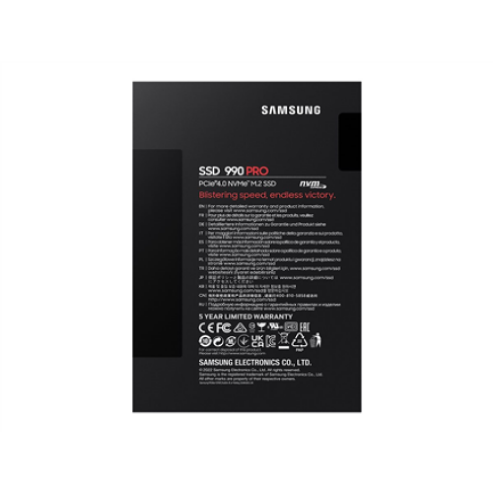 Samsung , 990 PRO , 2000 GB , SSD form factor M.2 2280 , Solid-state drive interface PCIe Gen4x4 , Read speed 7450 MB/s , Write speed 6900 MB/s