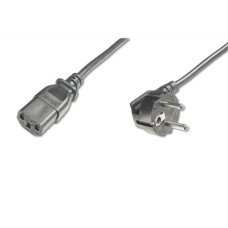 Digitus , Power Cord Cable , Power Cord, Schuko (CEE 7/7) 90ø angled - C13 M/F, H05VV-F3G 0.75qmm , Black