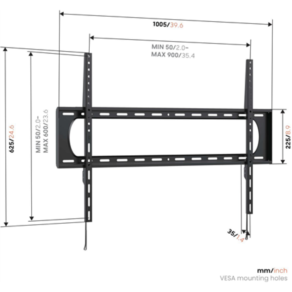 Vogels Wall mount , UP 9003 Fixed TV Wall Mount XL , 55-120 , Fixed , Maximum weight (capacity) 120 kg , Black