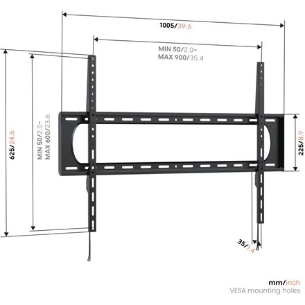 Vogels Wall mount , UP 9003 Fixed TV Wall Mount XL , 55-120 , Fixed , Maximum weight (capacity) 120 kg , Black