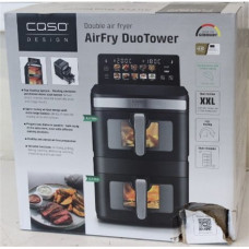 SALE OUT. Caso 03189 DuoTower Double Air Fryer, Total capacity 12.4 L, Black , Caso Double Air Fryer , AirFry DuoTower , Capacity 12.4 L , Black , DAMAGED PACKAGING, CRACKED BODY , 24 month(s)