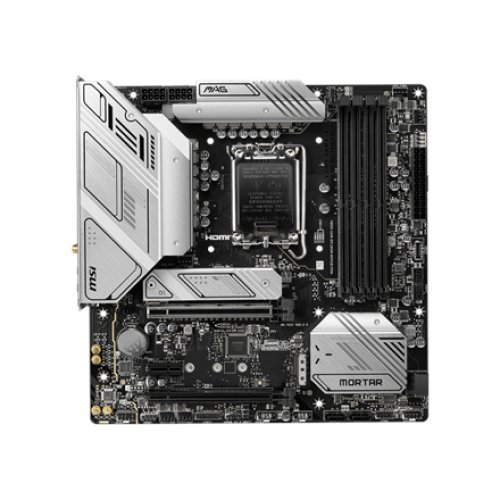 MSI MAG B760M MORTAR WIFI DDR4 Processor family Intel, Processor socket LGA1700, DDR4 DIMM, Memory slots 4, Supported hard disk drive interfaces SATA, M.2, Number of SATA connectors 4, Chipset Intel B760, mATX