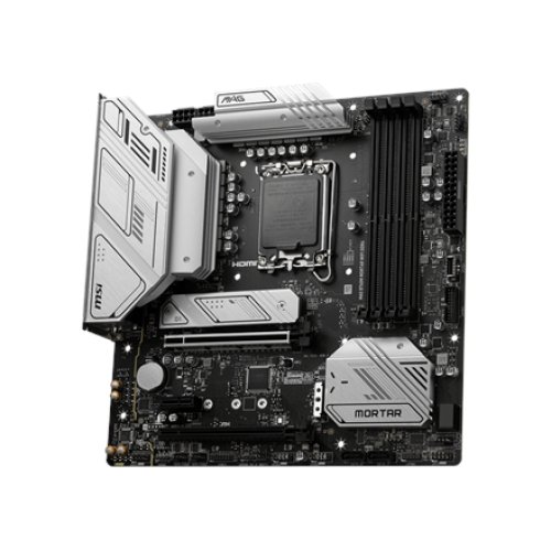 MSI MAG B760M MORTAR WIFI DDR4 Processor family Intel, Processor socket LGA1700, DDR4 DIMM, Memory slots 4, Supported hard disk drive interfaces SATA, M.2, Number of SATA connectors 4, Chipset Intel B760, mATX