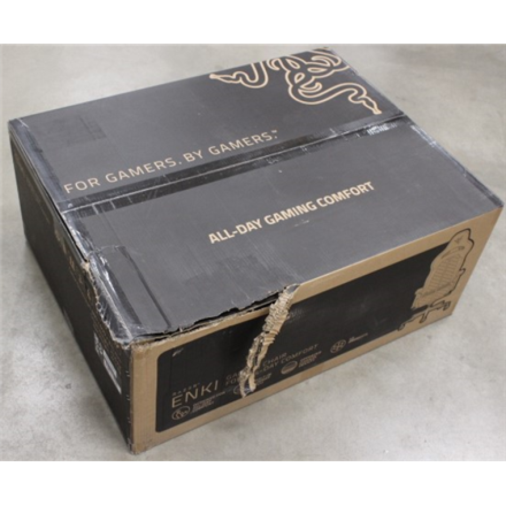 SALE OUT. Razer Enki Gaming Chair with Enchanced Customization, Black/Green , Enki Ergonomic Gaming Chair EPU Synthetic Leather; Steel; Aluminium , Black/Green , DAMAGED PACKAGING