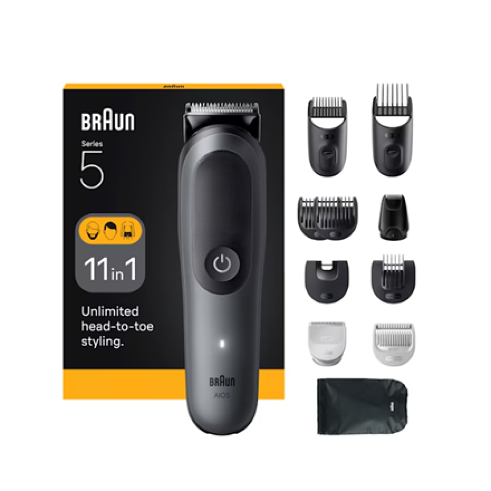 Braun 11-in-1 Grooming Kit , All-in-One Kit Series 5 AIO5560 , Cordless , Number of length steps 14 , Grey/Black