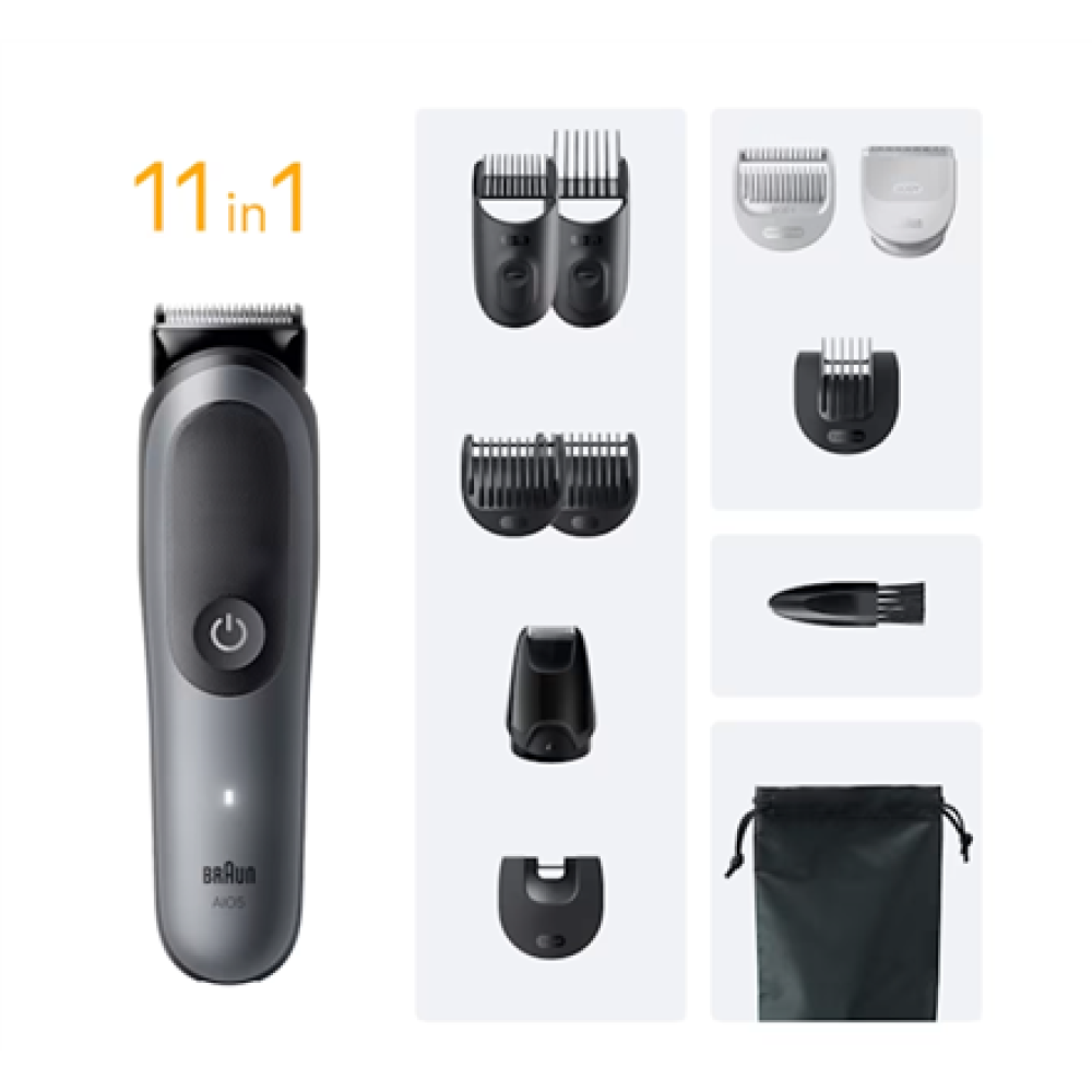 Braun 11-in-1 Grooming Kit , All-in-One Kit Series 5 AIO5560 , Cordless , Number of length steps 14 , Grey/Black