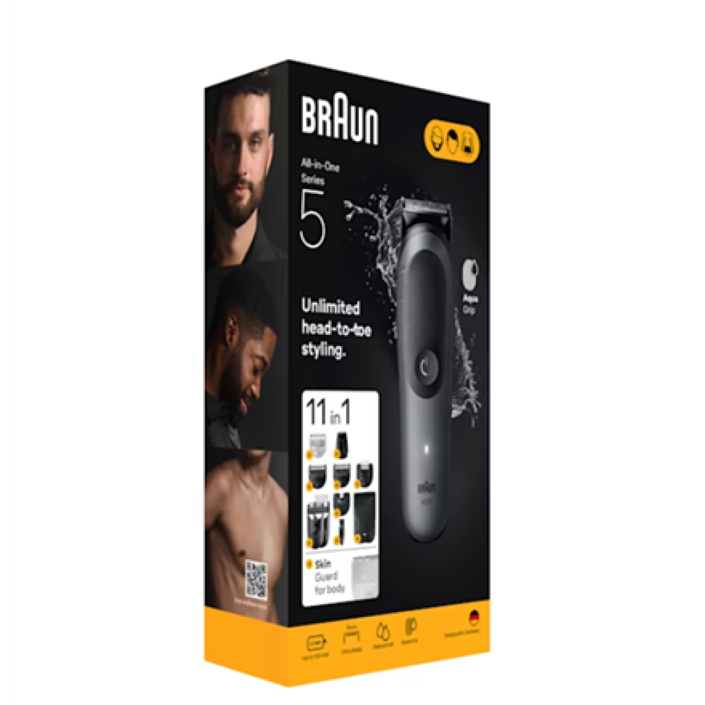 Braun 11-in-1 Grooming Kit , All-in-One Kit Series 5 AIO5560 , Cordless , Number of length steps 14 , Grey/Black