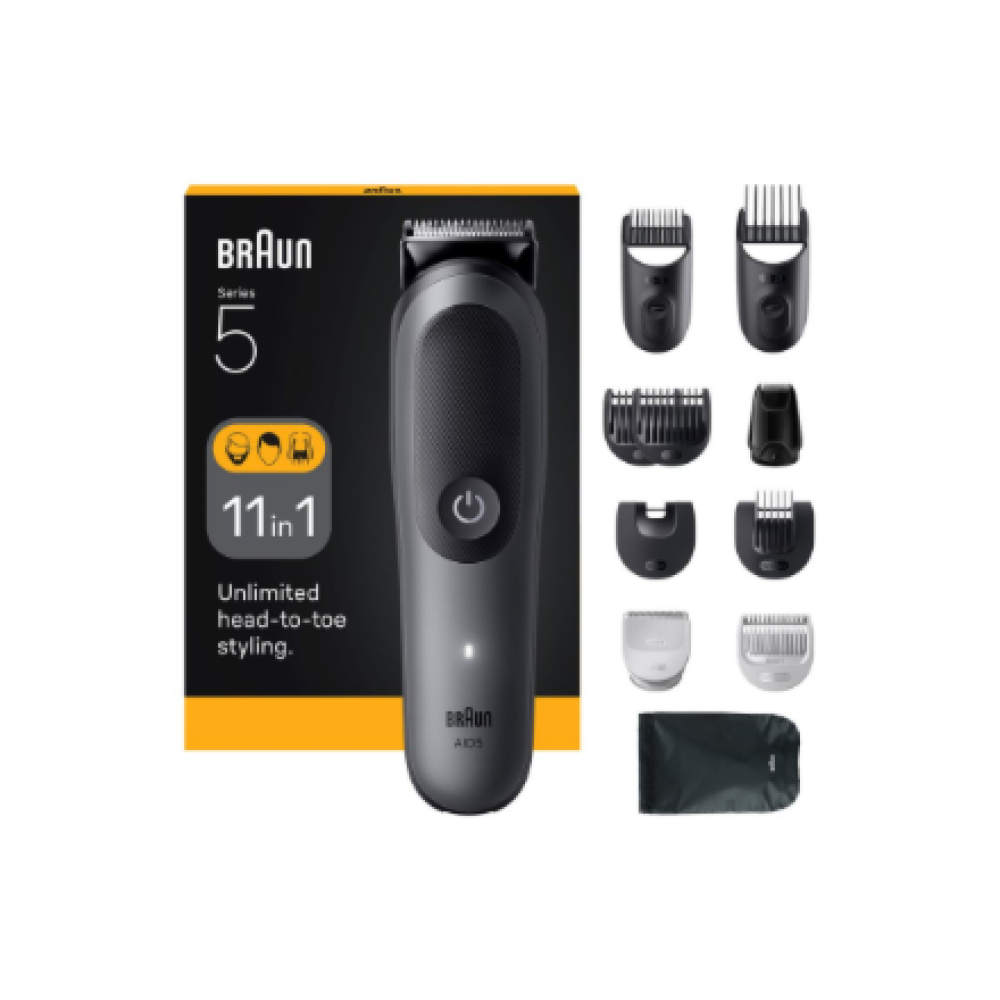 Braun 11-in-1 Grooming Kit , All-in-One Kit Series 5 AIO5560 , Cordless , Number of length steps 14 , Grey/Black