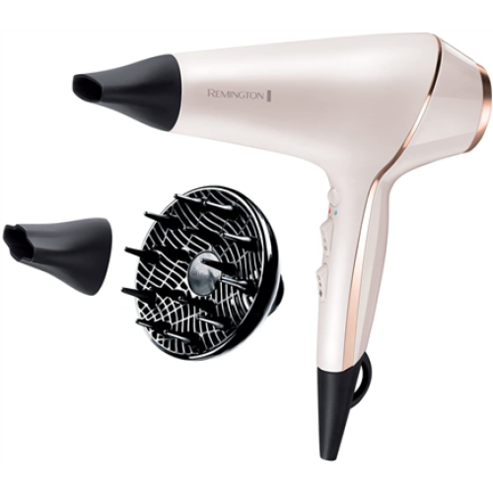 Remington , Hair dryer , ProLuxe AC9140 , 2400 W , Number of temperature settings 3 , Ionic function , Diffuser nozzle , White/Gold/Black