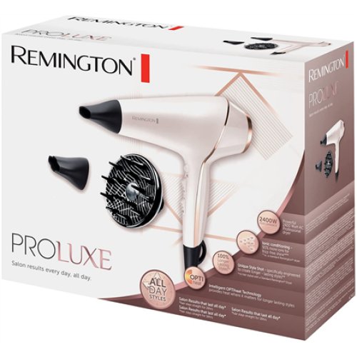 Remington , Hair dryer , ProLuxe AC9140 , 2400 W , Number of temperature settings 3 , Ionic function , Diffuser nozzle , White/Gold/Black