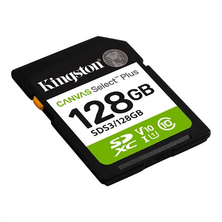 Kingston Canvas Select Plus , 128 GB , SD , Flash memory class Class 10, UHS-I, U1/U3, Video Class 10/30