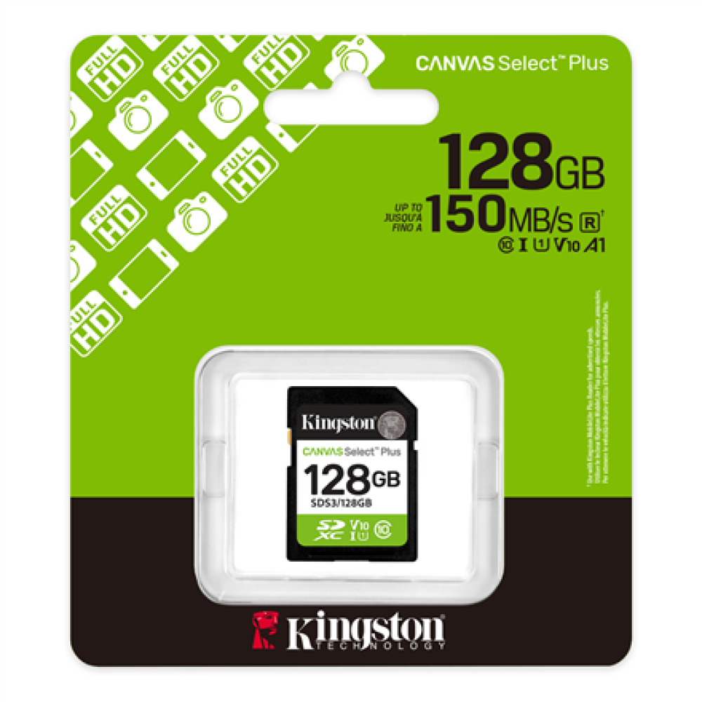 Kingston Select Plus , 128 GB , SD , Flash memory class Class 10, UHS-I, U1/U3, Video Class 10/30
