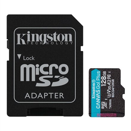 Kingston , Canvas Go! Plus , 128 GB , microSD , Flash memory class Class 10, UHS-I, U3, V30, A2