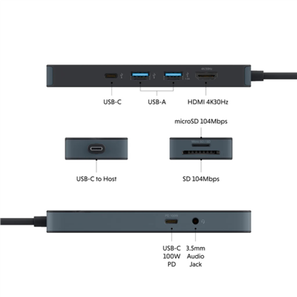 Hyper HyperDrive Flex 8 Port USB-C Hub, Black , HD4102BKGL , HDMI ports quantity 1