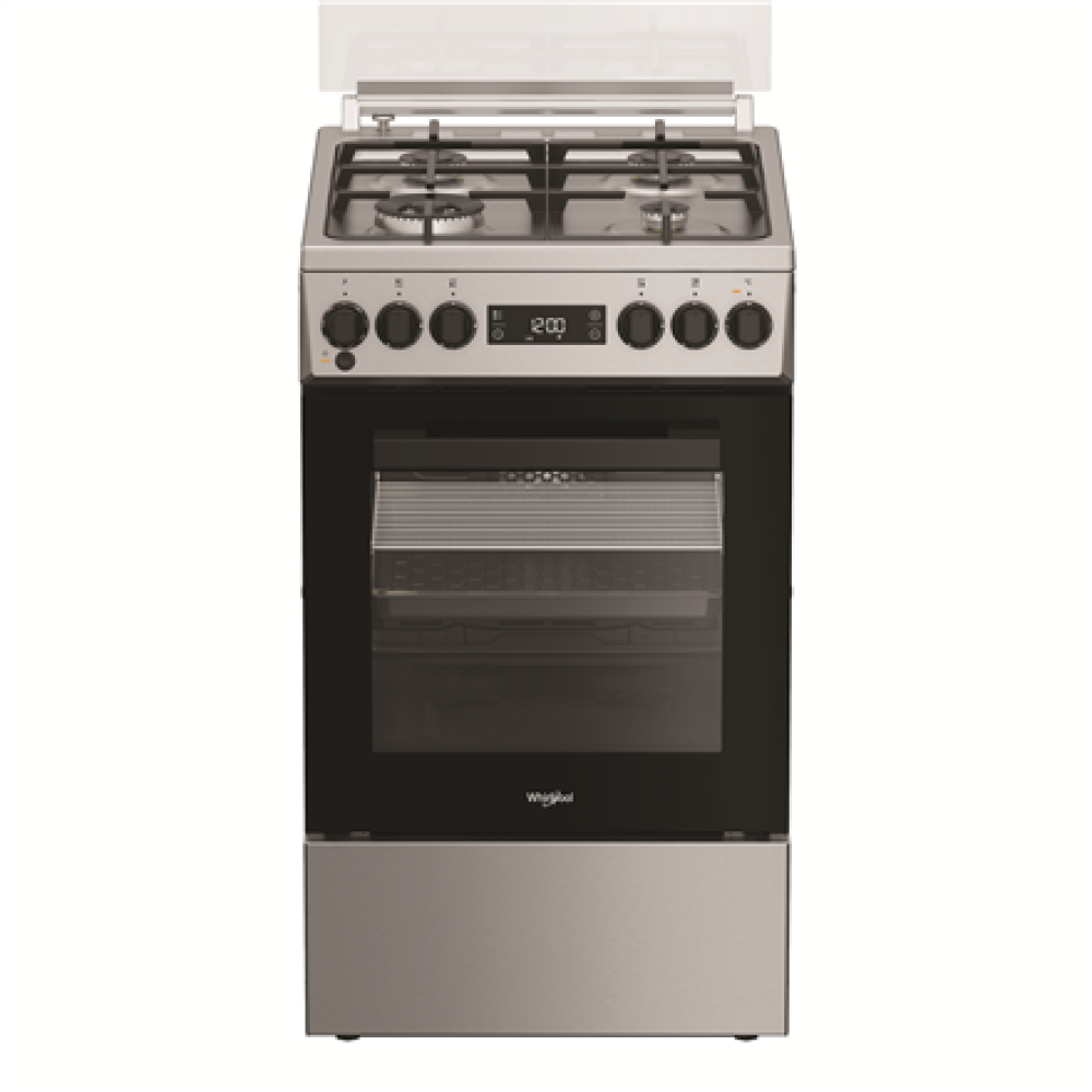 Whirlpool Cooker , W5G8LMSWTX , Hob type Gas , Oven type Electric , Stainless steel , Width 50 cm , Depth 60 cm , 60 L