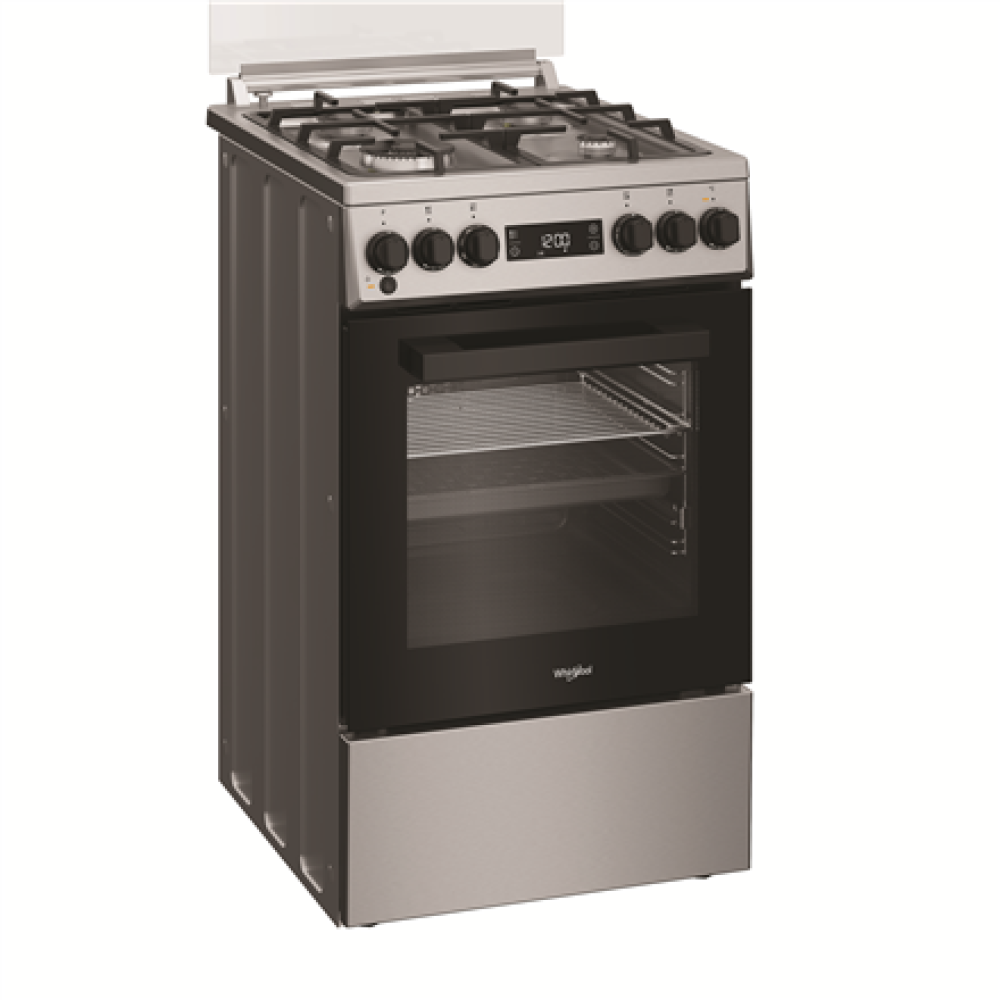 Whirlpool Cooker , W5G8LMSWTX , Hob type Gas , Oven type Electric , Stainless steel , Width 50 cm , Depth 60 cm , 60 L