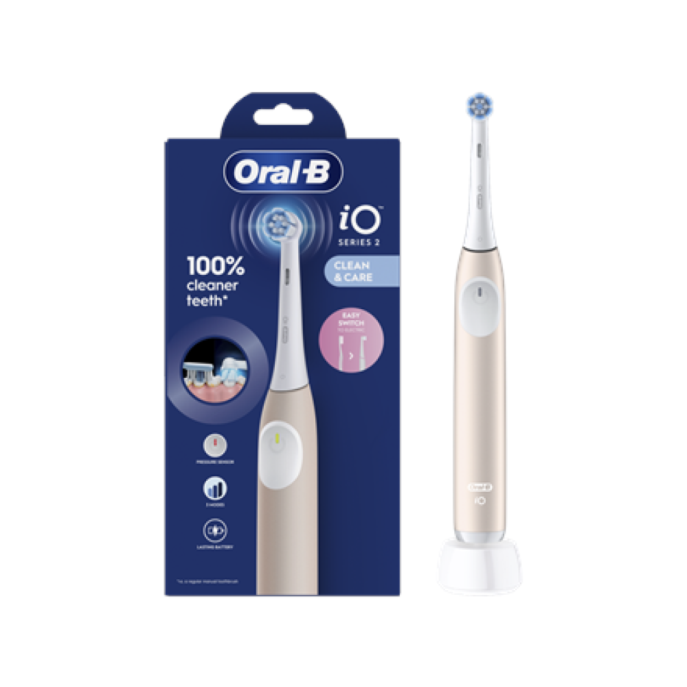 Oral-B Electric Toothbrush , iO2 , Rechargeable , For adults , Number of brush heads included 1 , Number of teeth brushing modes 3 , Calm Pink