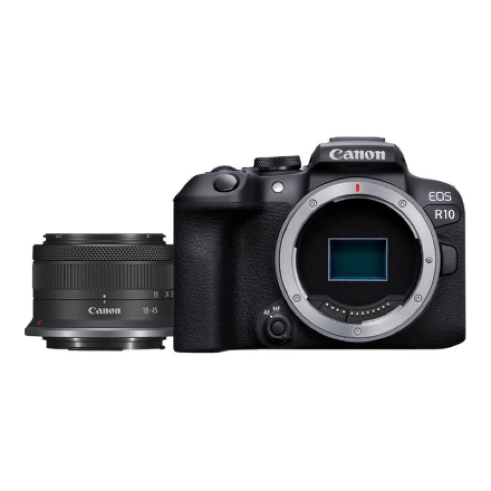 Canon , D.CAM EOS R10 RF-S 18-45 IS STM EU26 , Megapixel 24.2 MP , Image stabilizer , ISO sensitivity (max) 32000 , Wi-Fi , Video recording , Manual , CMOS , Black
