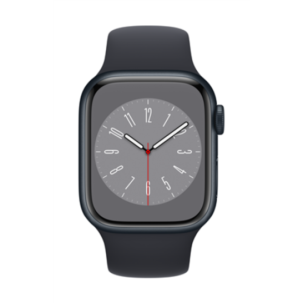 Apple Watch Series 8 MNP53EL/A 41mm, GPS (satellite), Retina LTPO OLED, Touchscreen, Heart rate monitor, Waterproof, Bluetooth, Wi-Fi, Midnight, Midnight