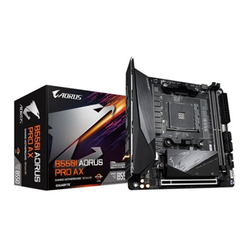 Gigabyte , B550I AORUS PRO AX 1.0 , Processor family AMD , Processor socket AM4 , DDR4 DIMM , Memory slots 2 , Chipset AMD B , Mini ITX