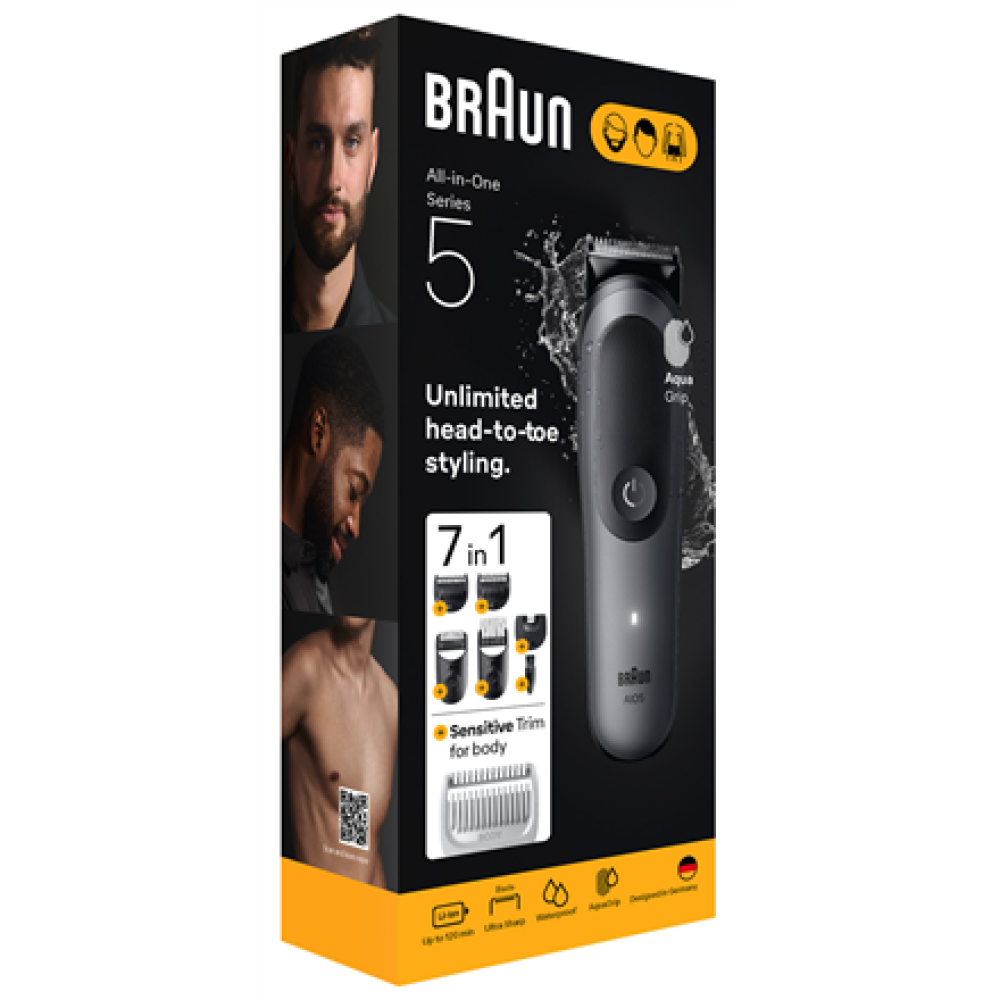Braun 7-in-1 Grooming Kit , All-in-One Kit Series 5 AIO5520 , Cordless , Number of length steps 14 , Black
