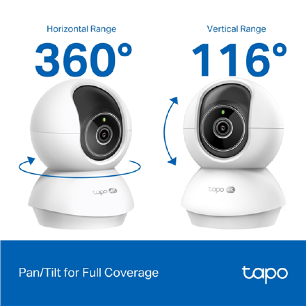 TP-LINK Tapo C250 , Pan/Tilt AI Home Security Wi-Fi Camera , PTZ , 8 MP , 4mm/F1.6 , H.265 , MicroSD Card up to 512 GB