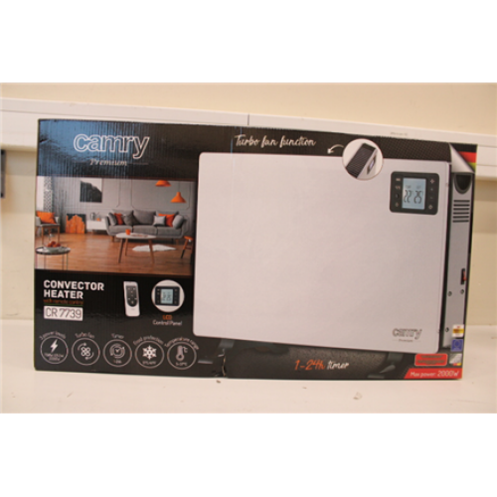 SALE OUT. Camry Convection Fan Heater with Remote Control CR 7739 Convection Heater 2000 W Number of power levels 3 White DAMAGED PACKAGING