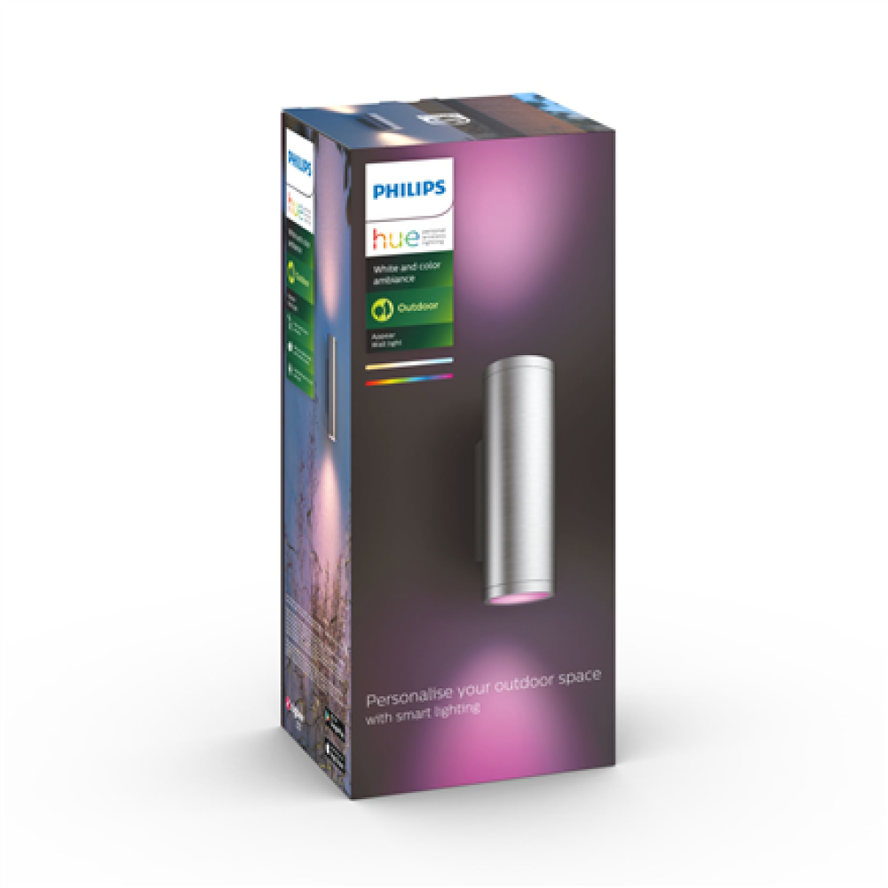 Philips Hue WCA Appear Outdoor Wall Lantern, Inox , 8 W , 2000-6500 Hue White Colour Ambiance