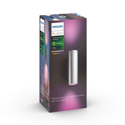Philips Hue WCA Appear Outdoor Wall Lantern, Inox , 8 W , 2000-6500 Hue White Colour Ambiance