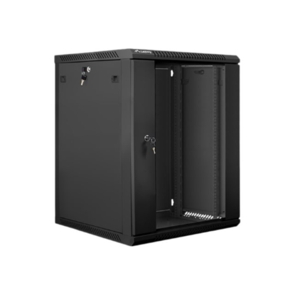 Lanberg , Rack cabinet 19 wall-mount 15U/600x600 (flat pack) with glass door , WF01-6615-10B , Black