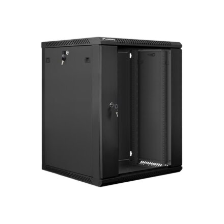 Lanberg , Rack cabinet 19 wall-mount 15U/600x600 (flat pack) with glass door , WF01-6615-10B , Black
