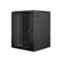 Lanberg , Rack cabinet 19 wall-mount 15U/600x600 (flat pack) with glass door , WF01-6615-10B , Black