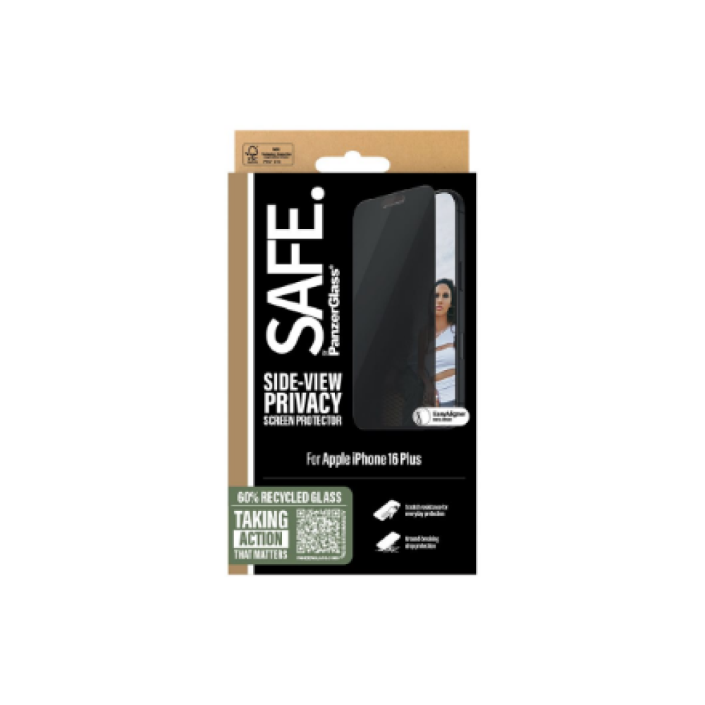 PanzerGlass Screen protector , Apple , iPhone 16 Plus , Glass , Black , Ultra-Wide Fit
