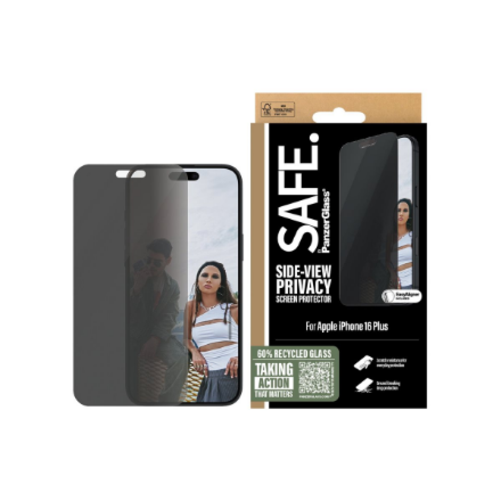 PanzerGlass Screen protector , Apple , iPhone 16 Plus , Glass , Black , Ultra-Wide Fit