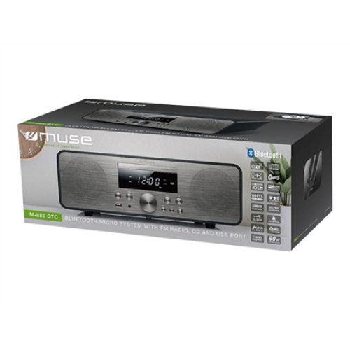 Muse , Bluetooth Micro System , M-880 BTC , Silver , Yes , USB port , AUX in , Bluetooth , CD player , FM radio , Wireless connection
