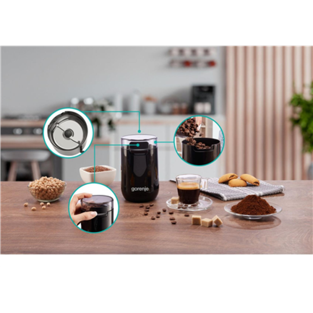 Gorenje , Coffee Grinder , SMK150SB , 150 W , Coffee beans capacity 45 g , Lid safety switch , Black
