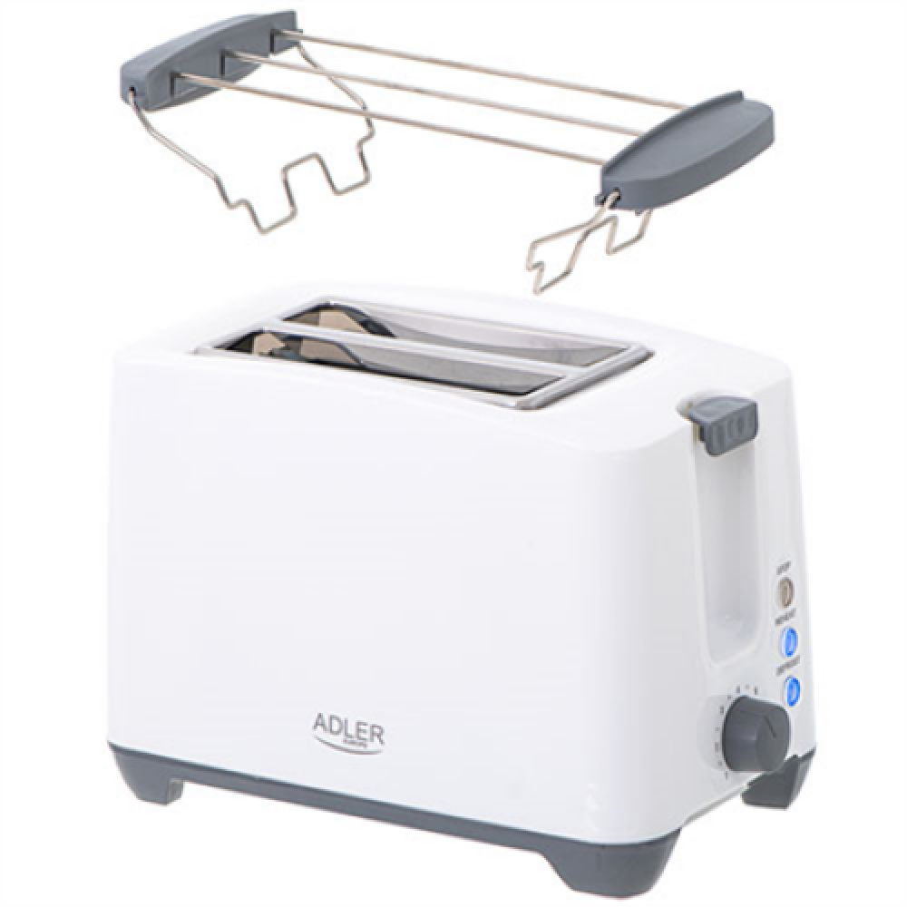 Adler , Toaster , AD 3216 , Power 750 W , Number of slots 2 , Housing material Plastic , White