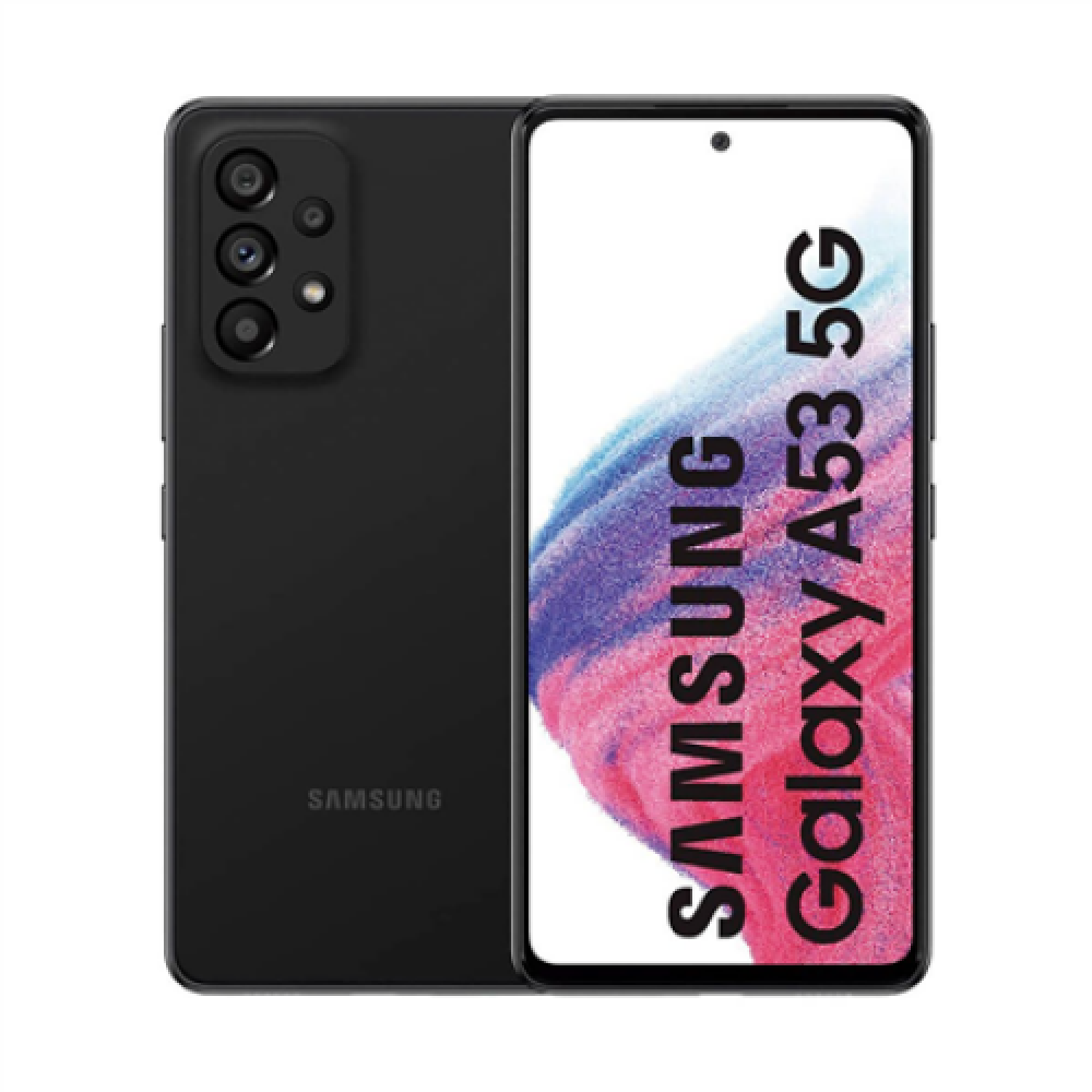 Galaxy , A53 5G (A536) , Black , 6.5 , AMOLED , 1080 x 2400 pixels , Exynos 1280 (5 nm) , Internal RAM 4 GB , 128 GB , MicroSDXC , Dual SIM , Nano-SIM , 3G , 4G , 5G , Main camera 64+12+5+5 MP , Secondary camera 32 MP , Android , 12 , 5000 mAh
